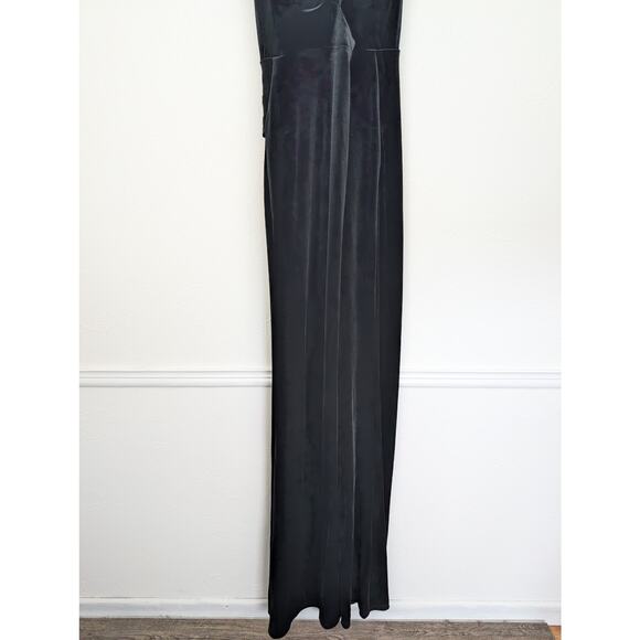 Vintage Next Up Maxi Velvet Ruched Cross Over 90s Dark Romantic Black Size 12 - Picture 6 of 10